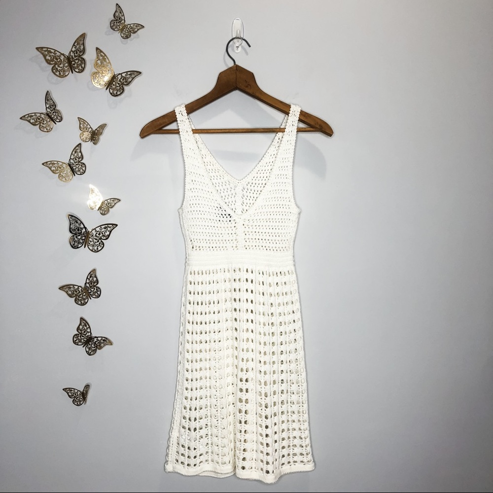🦋🌙 TOPSHOP | Cream Crocheted Knit Coverup Dress - Picture 6 of 8